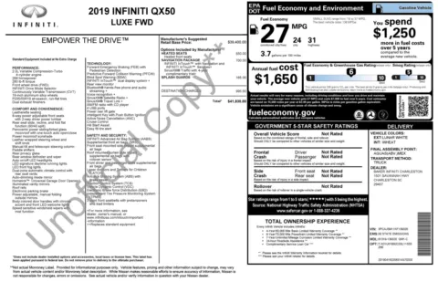 Photos of 2019 INFINITI QX50 LUXE for sale in Jacksonville, FL at Auto Boutique Florida