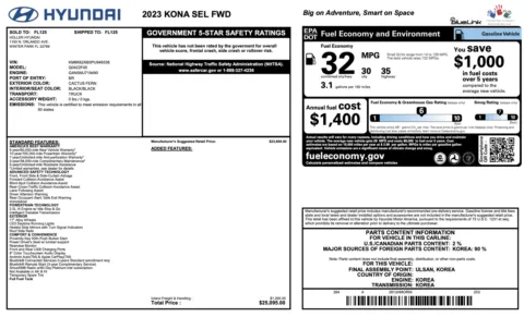 Photos of 2023 Hyundai Kona SEL for sale in Jacksonville, FL at Auto Boutique Florida