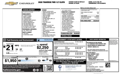 Photos of 2020 Chevrolet Traverse LT Cloth for sale in Jacksonville, FL at Auto Boutique Florida