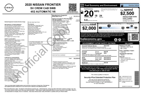 Photos of 2020 Nissan Frontier SV for sale in Jacksonville, FL at Auto Boutique Florida