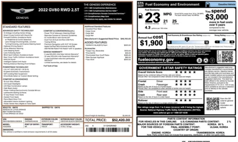 Photos of 2022 Genesis GV80 2.5T for sale in Jacksonville, FL at Auto Boutique Florida