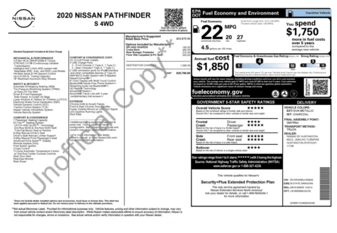 Photos of 2020 Nissan Pathfinder S for sale in Jacksonville, FL at Auto Boutique Florida