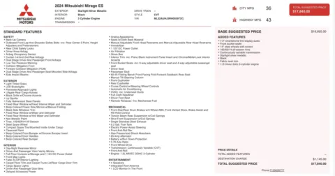 More photos of 2024 Mitsubishi Mirage ES at Auto Boutique Florida, FL