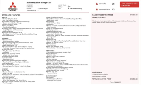Photos of 2024 Mitsubishi Mirage ES for sale in Jacksonville, FL at Auto Boutique Florida