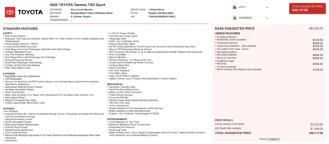 Photos of 2025 Toyota Tacoma TRD Sport for sale in Jacksonville, FL at Auto Boutique Florida