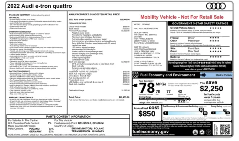 Photos of 2022 Audi e-tron Premium Plus for sale in Jacksonville, FL at Auto Boutique Florida