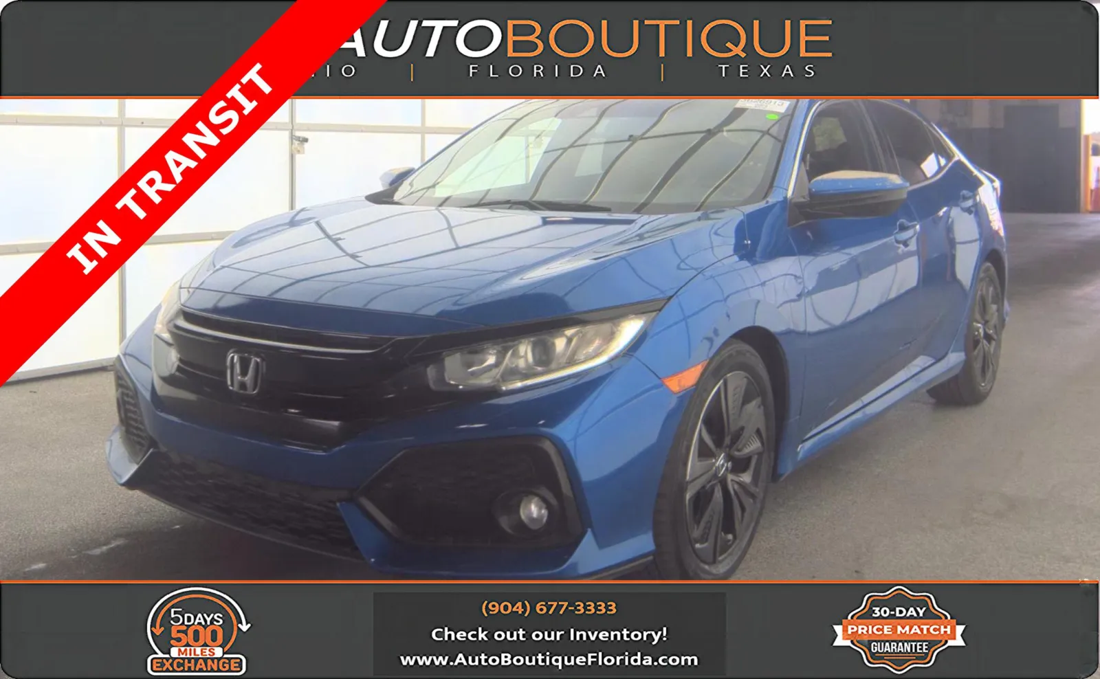 Blue 2019 Honda Civic Hatchback EX for sale in Jacksonville, FL