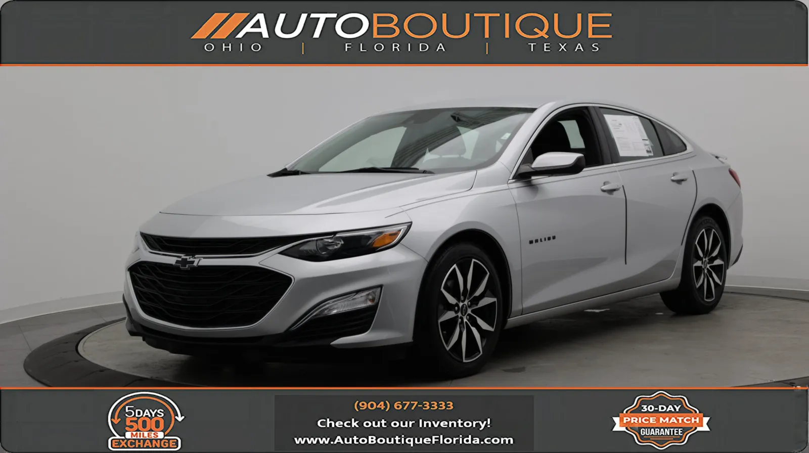 Silver 2021 Chevrolet Malibu RS for sale in Jacksonville, FL