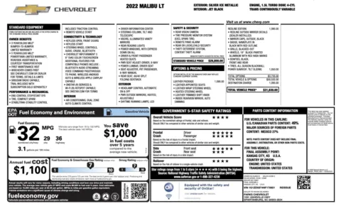 Photos of 2022 Chevrolet Malibu LT for sale in Jacksonville, FL at Auto Boutique Florida