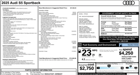 Photos of 2025 Audi S5 Sportback Premium Plus for sale in Jacksonville, FL at Auto Boutique Florida