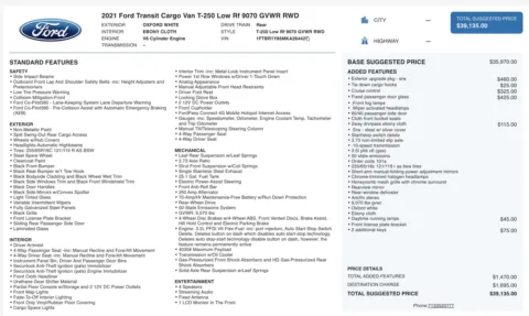 Photos of 2021 Ford Transit Cargo Van 250 for sale in Jacksonville, FL at Auto Boutique Florida