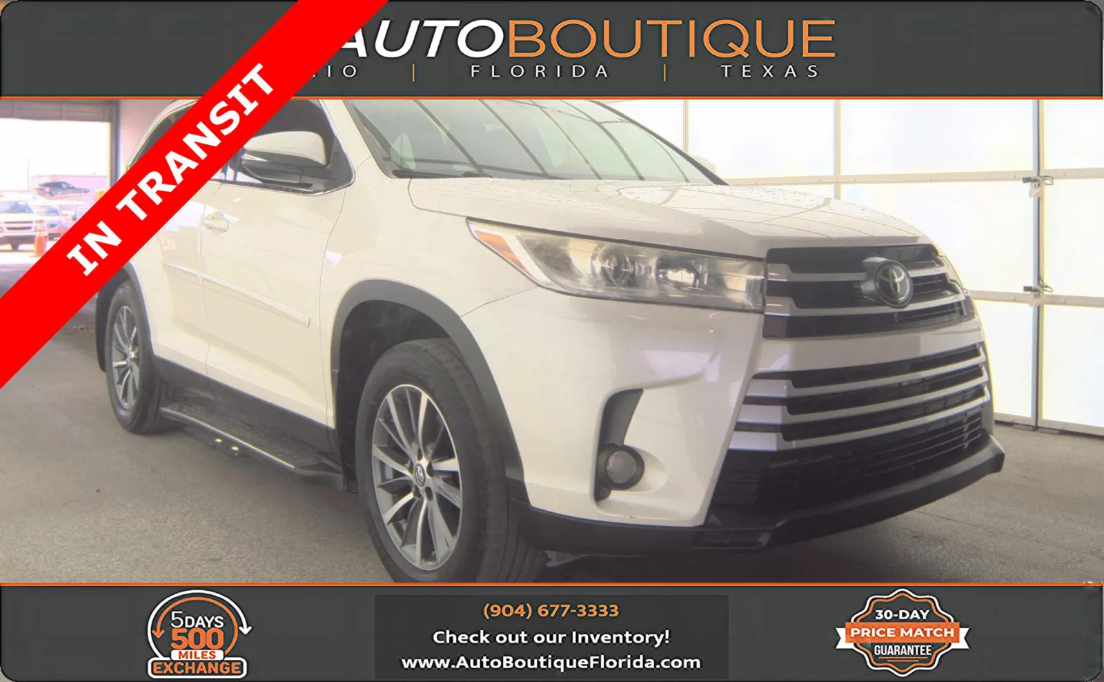 White 2019 Toyota Highlander XLE for sale in Jacksonville, FL