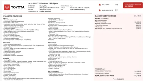 Photos of 2018 Toyota Tacoma TRD Sport for sale in Jacksonville, FL at Auto Boutique Florida