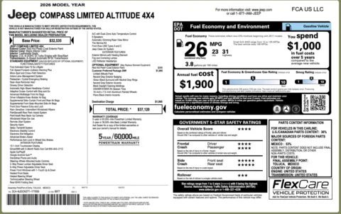 Photos of 2026 Jeep Compass Limited Altitude for sale in Jacksonville, FL at Auto Boutique Florida