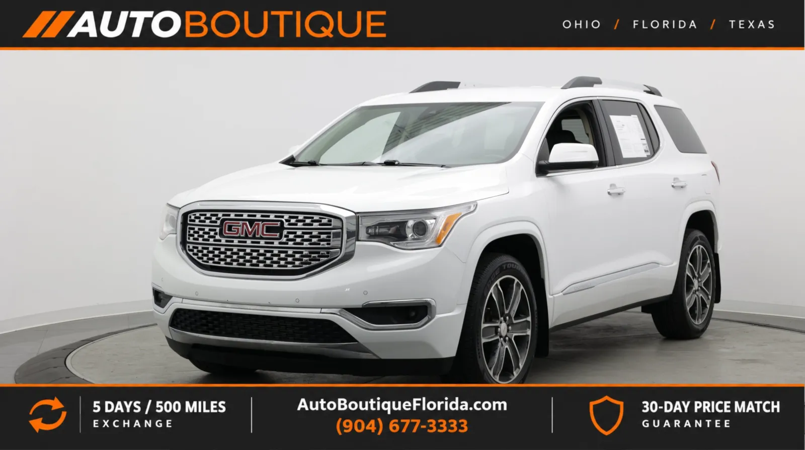 White 2019 GMC Acadia Denali for sale in Jacksonville, FL