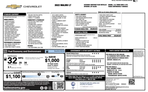 Photos of 2022 Chevrolet Malibu LT for sale in Jacksonville, FL at Auto Boutique Florida