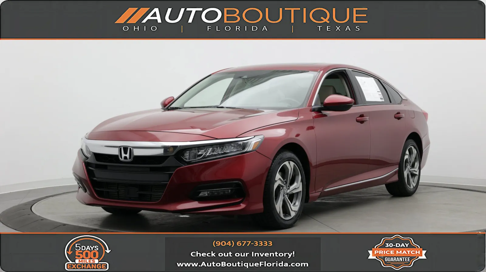 Red 2018 Honda Accord Sedan EX-L 1.5T for sale in Jacksonville, FL