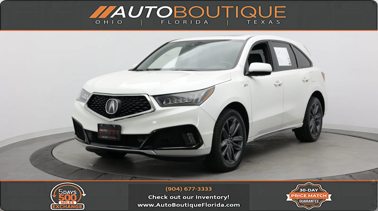 White 2019 Acura MDX w/Technology/A-Spec Pkg for sale in Jacksonville, FL