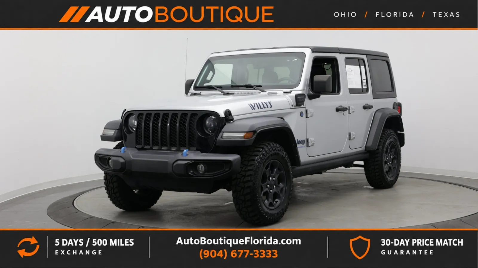 Silver 2023 Jeep Wrangler 4xe Willys for sale in Jacksonville, FL
