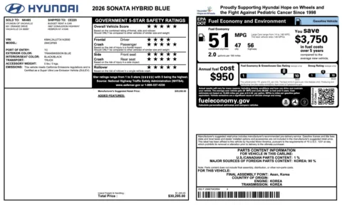 More photos of 2026 Hyundai Sonata Hybrid Blue at Auto Boutique Florida, FL