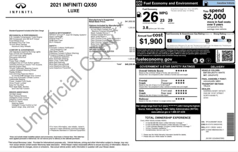 Photos of 2021 INFINITI QX50 LUXE for sale in Jacksonville, FL at Auto Boutique Florida