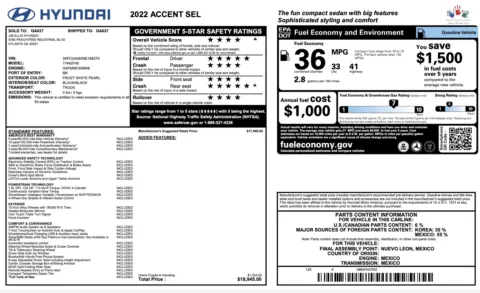 More photos of 2022 Hyundai Accent SEL at Auto Boutique Florida, FL