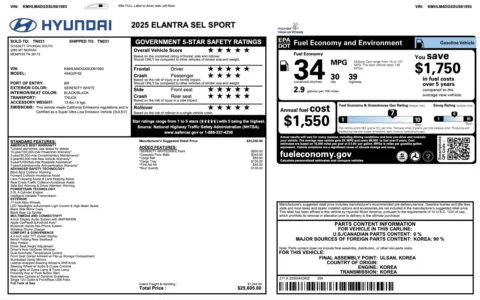 More photos of 2025 Hyundai Elantra SEL Sport at Auto Boutique Florida, FL