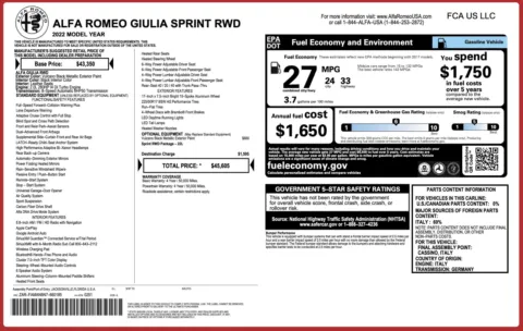 Another view of 2022 Alfa Romeo Giulia Sprint for sale in Jacksonville, FL at Auto Boutique Florida