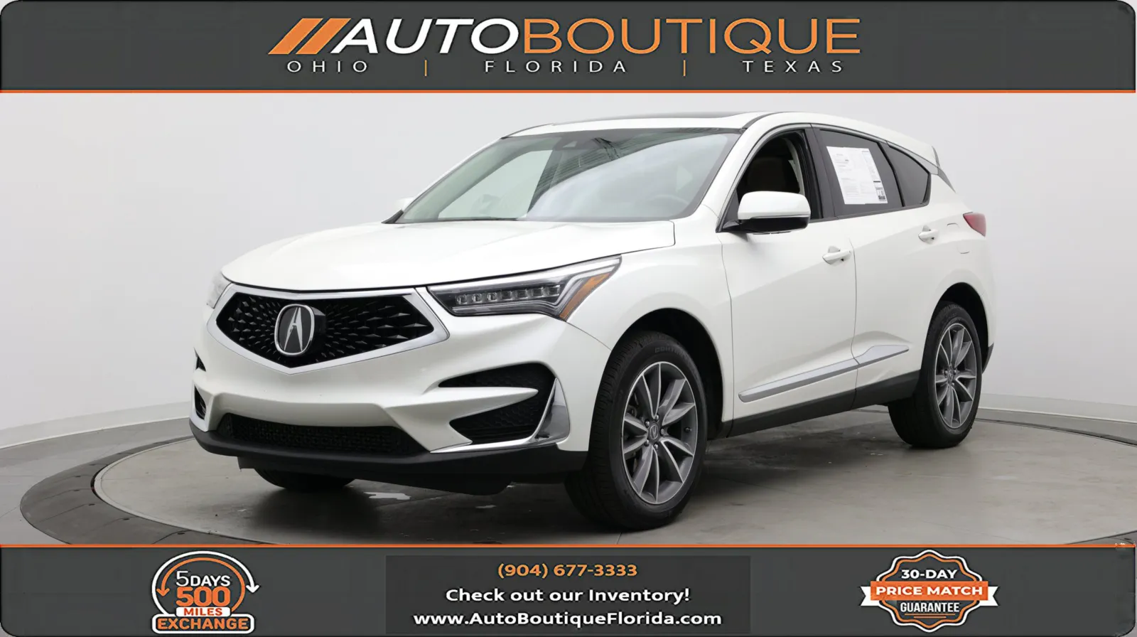 White 2019 Acura RDX w/Technology Pkg for sale in Jacksonville, FL