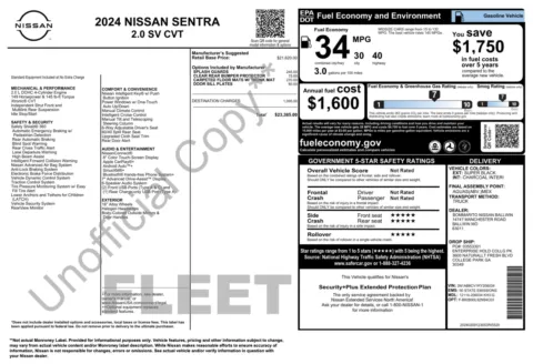 More photos of 2024 Nissan Sentra SV at Auto Boutique Florida, FL