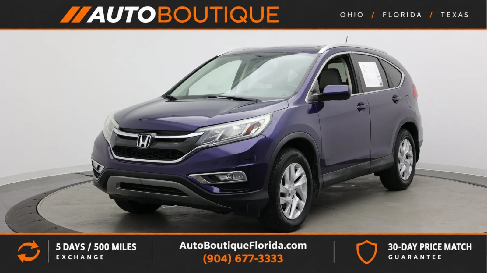 Blue 2015 Honda CR-V EX-L for sale in Jacksonville, FL