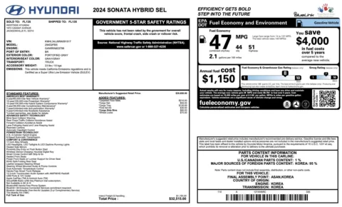 More photos of 2024 Hyundai Sonata Hybrid SEL at Auto Boutique Florida, FL
