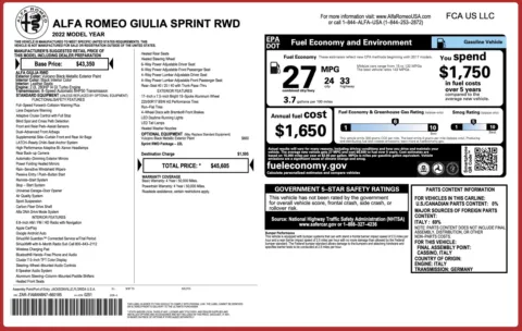 Another view of 2022 Alfa Romeo Giulia Sprint for sale in Jacksonville, FL at Auto Boutique Florida