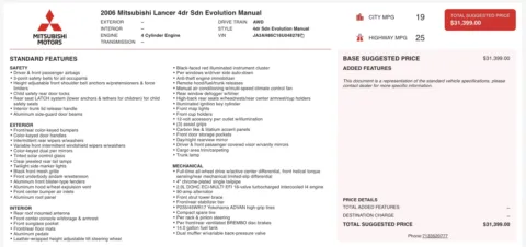 Photos of 2006 Mitsubishi Lancer Evolution IX for sale in Jacksonville, FL at Auto Boutique Florida