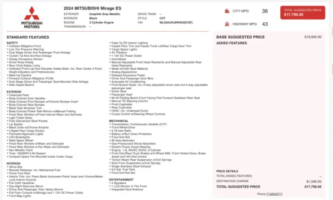 More photos of 2024 Mitsubishi Mirage ES at Auto Boutique Florida, FL
