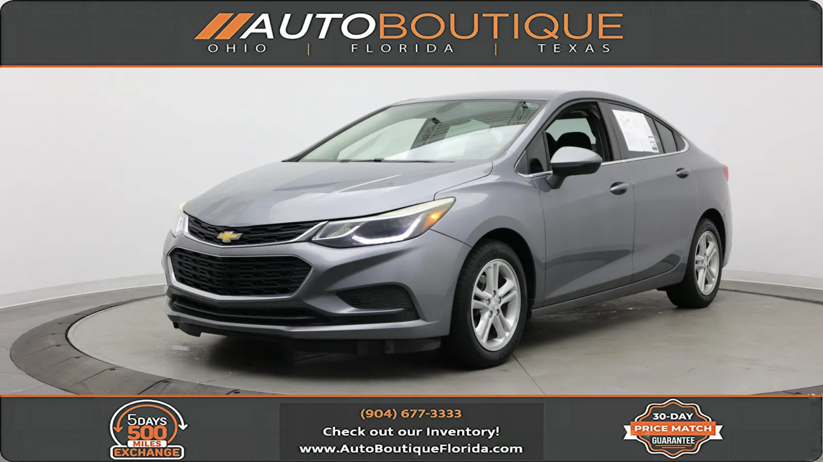Gray 2018 Chevrolet Cruze LT for sale in Jacksonville, FL