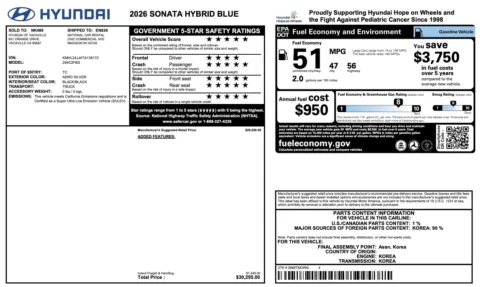 More photos of 2026 Hyundai Sonata Hybrid Blue at Auto Boutique Florida, FL