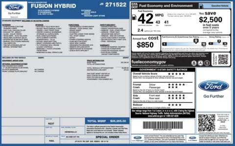 Photos of 2018 Ford Fusion Hybrid S for sale in Jacksonville, FL at Auto Boutique Florida
