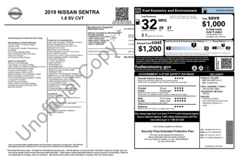 Photos of 2019 Nissan Sentra SV for sale in Jacksonville, FL at Auto Boutique Florida