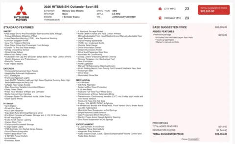 More photos of 2026 Mitsubishi Outlander Sport ES at Auto Boutique Florida, FL