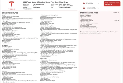 Photos of 2021 Tesla Model 3 Standard Range Plus for sale in Jacksonville, FL at Auto Boutique Florida