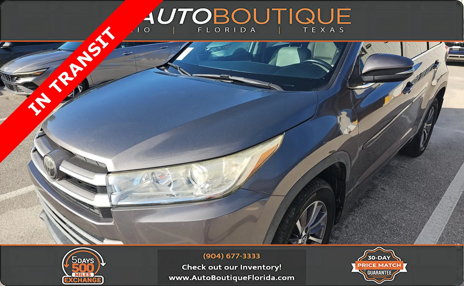 Gray 2018 Toyota Highlander XLE for sale in Jacksonville, FL