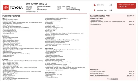 More photos of 2019 Toyota Camry Hybrid LE at Auto Boutique Florida, FL