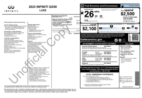 Photos of 2023 INFINITI QX50 LUXE for sale in Jacksonville, FL at Auto Boutique Florida