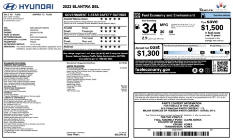 Photos of 2023 Hyundai Elantra SEL for sale in Jacksonville, FL at Auto Boutique Florida