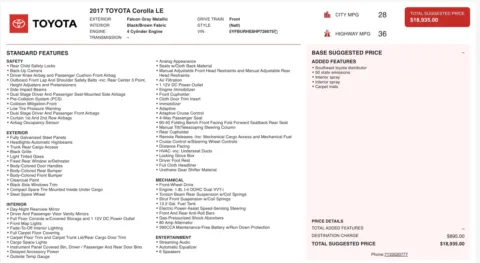 Photos of 2017 Toyota Corolla LE for sale in Jacksonville, FL at Auto Boutique Florida