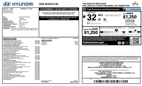 Photos of 2020 Hyundai Sonata SE for sale in Jacksonville, FL at Auto Boutique Florida