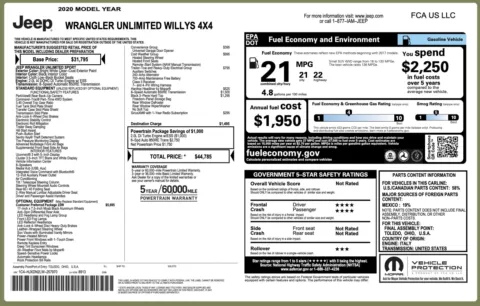 Photos of 2020 Jeep Wrangler Unlimited Willys for sale in Jacksonville, FL at Auto Boutique Florida