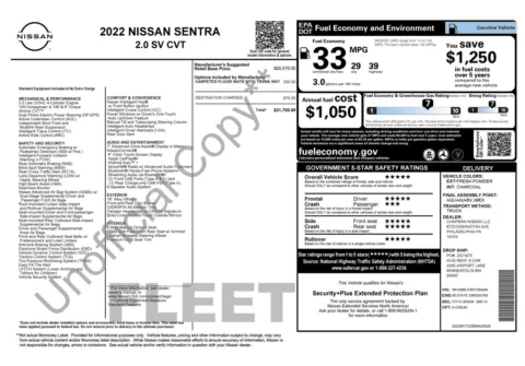 Photos of 2022 Nissan Sentra SV for sale in Jacksonville, FL at Auto Boutique Florida