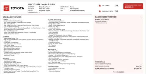 More photos of 2016 Toyota Corolla S Plus at Auto Boutique Florida, FL